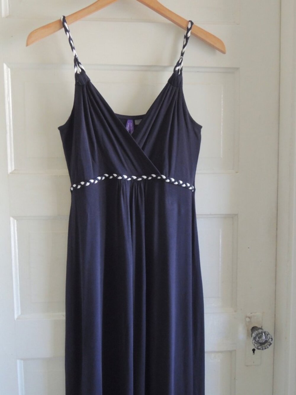 Seraphine Navy Blue Grecian Maternity & Postpartum Maxi Dress 2